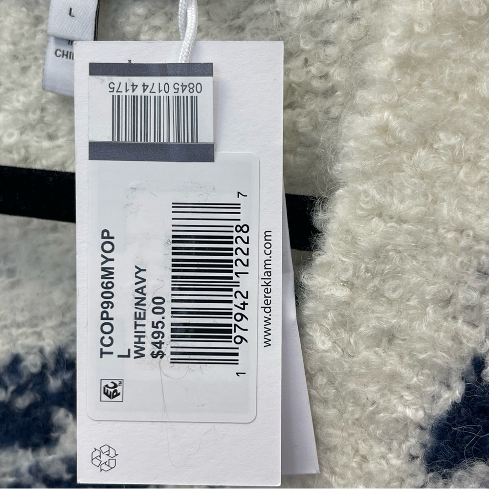 Derek Lam 10 Crosby Bette Fair Isle Cardigan in White & Navy - Size L - NWT - Picture 4 of 6